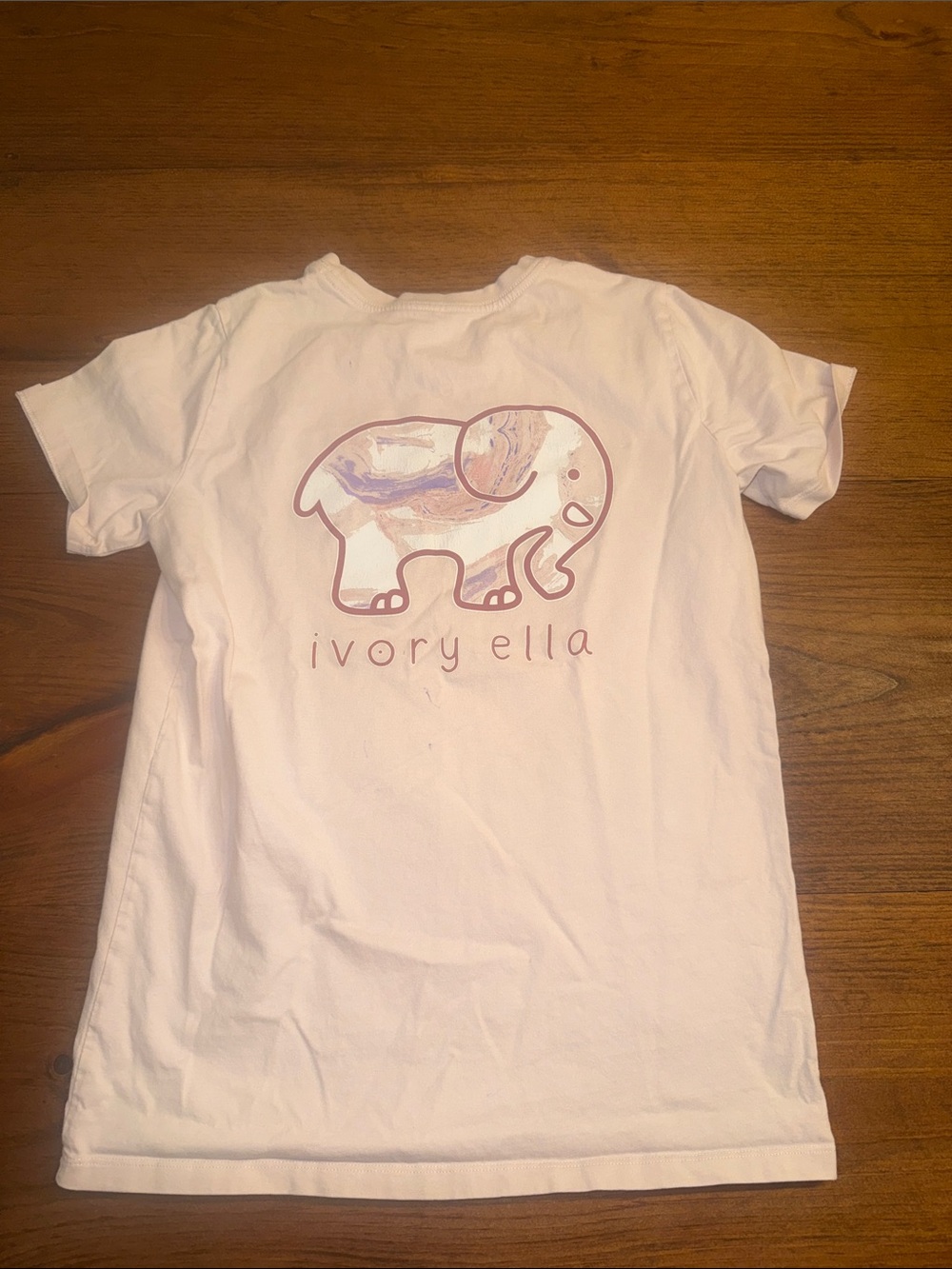ivory ella White Short-Sleeve Tee with Pink Elephant Pocket